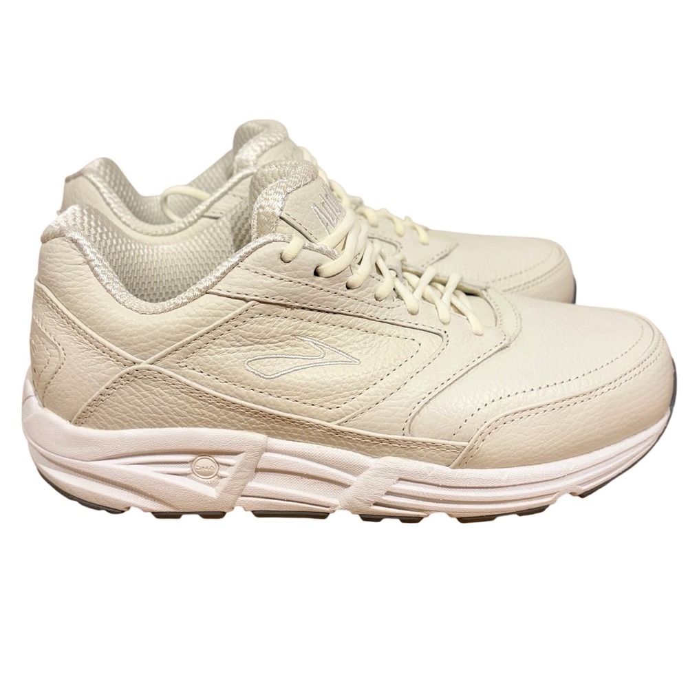 Brooks Addiction Walker 2 Women's 8 Wide D White Bone Leather Walking Shoes NWOT